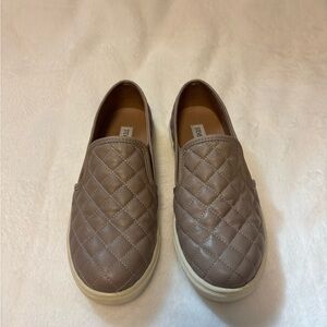 Steve Madden Quilted Slip-On Loafers - Taupe Brown